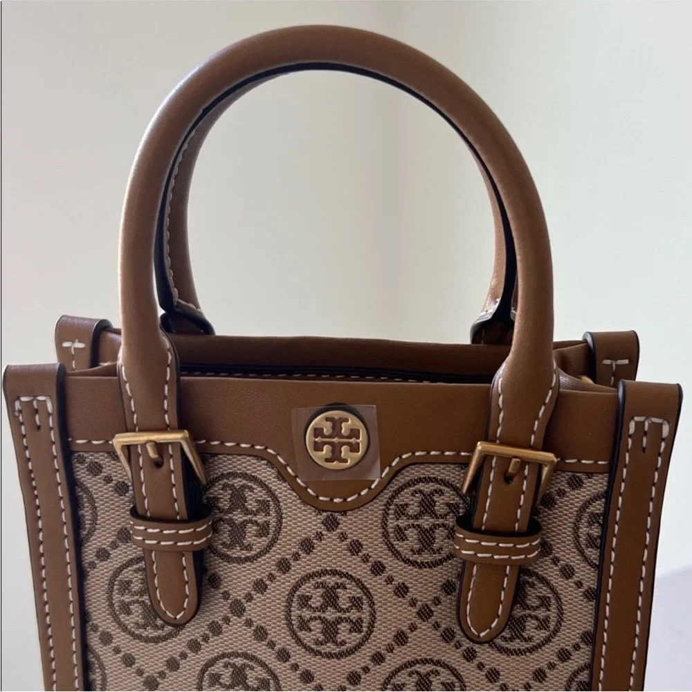 Tory Burch Jacquard Mini Tote, Light Brown, Hazel, HAZELNUT NWOT